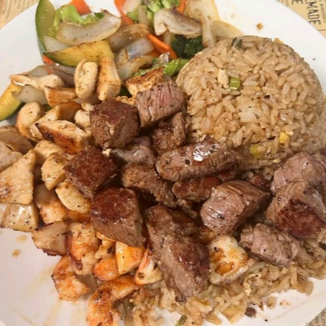 Hibachi Filet Mignon & Chicken & Shrimp.